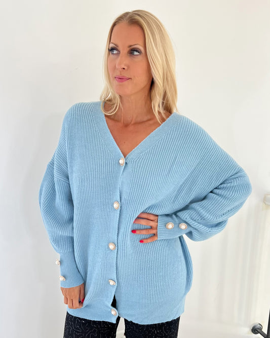 Ribbed Cardigan in Blue