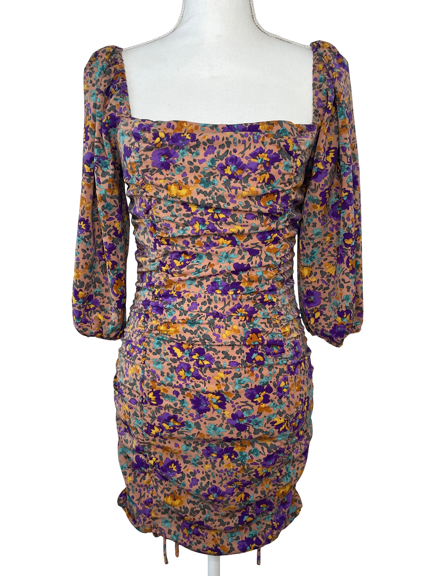 Floral Bodycon Dress With Bell Sleeves