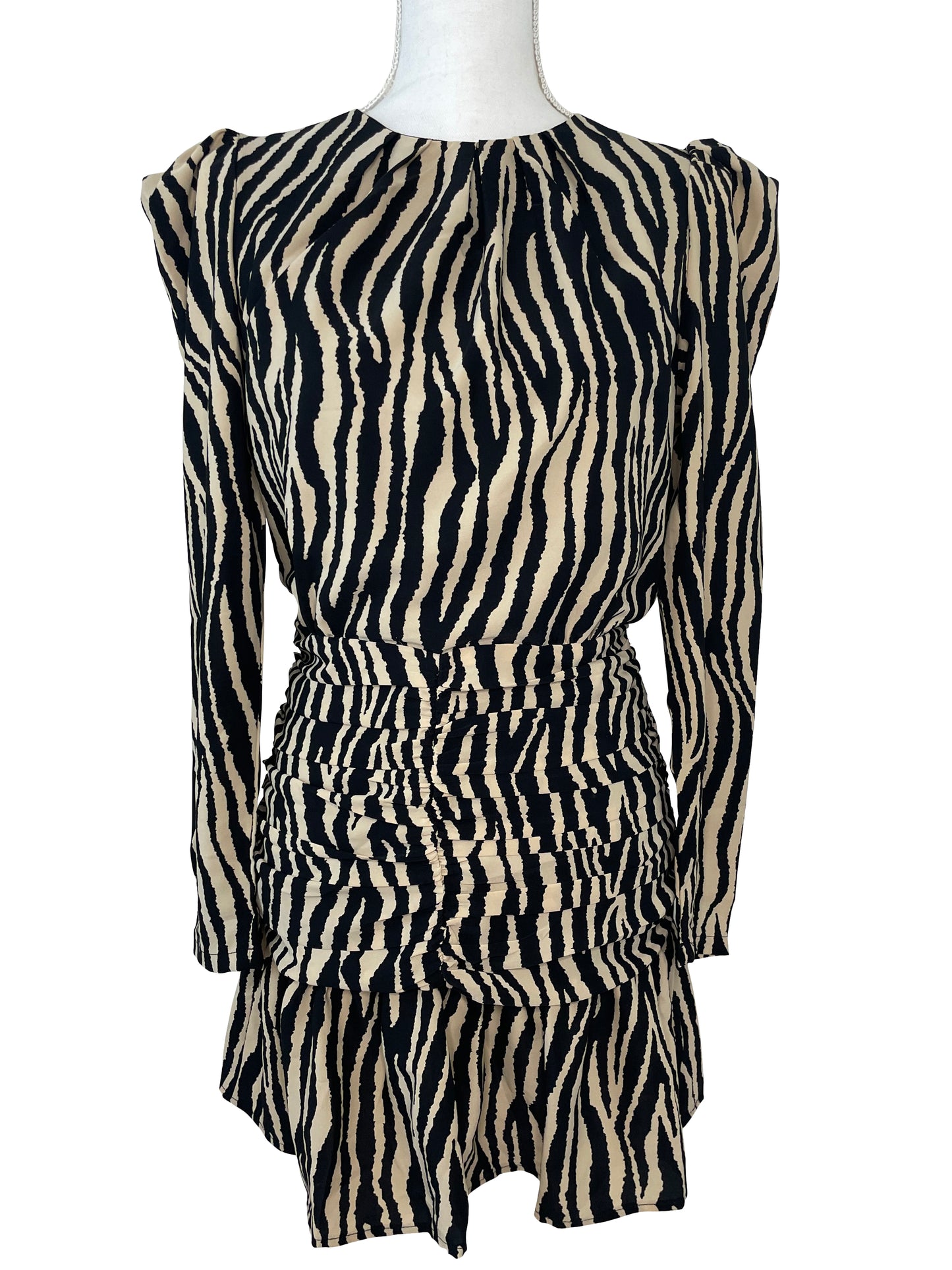 Zebra Print Shoulder Pad Dress