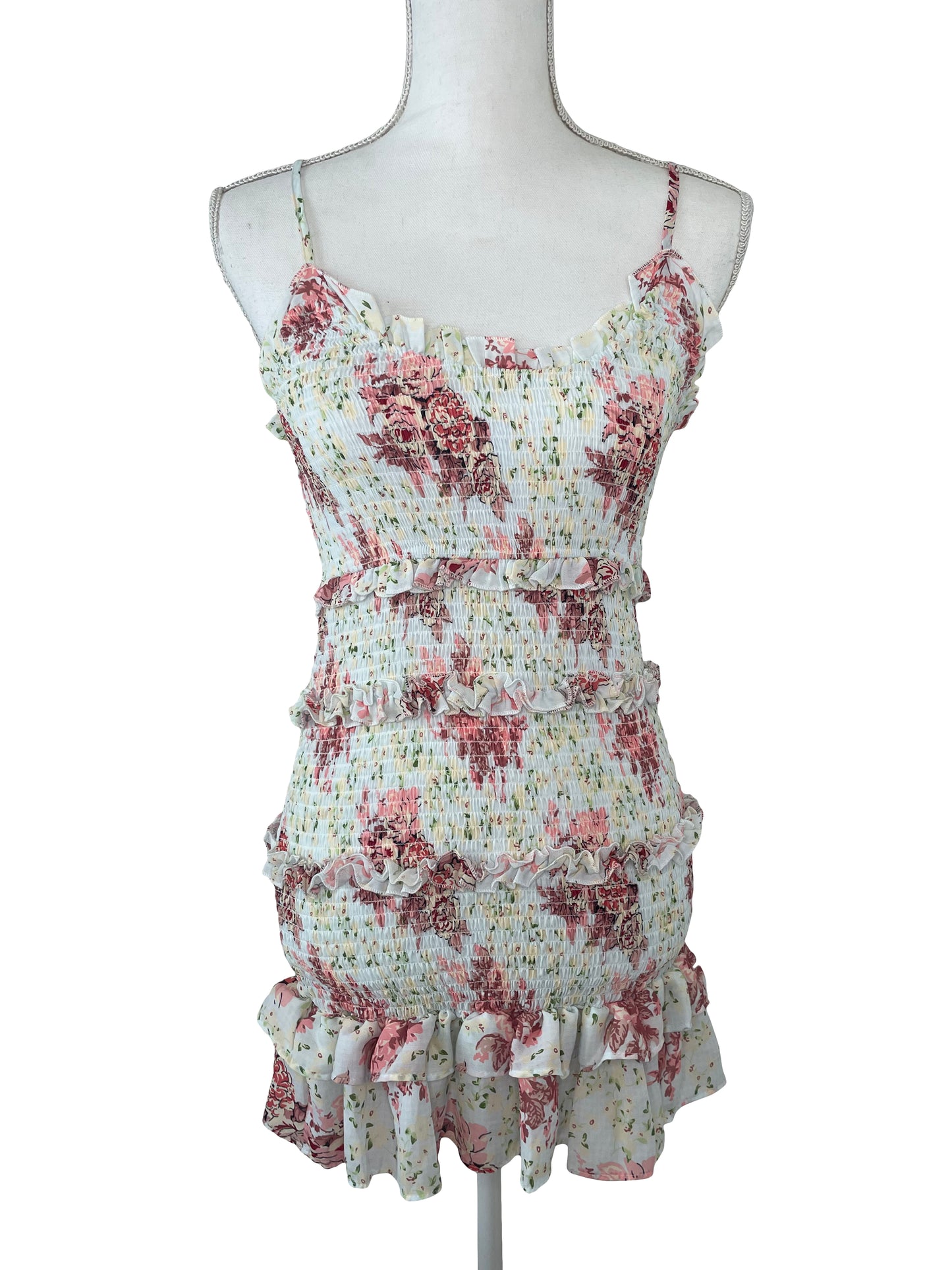 Floral Bodycon Dress - Strap Sleeves