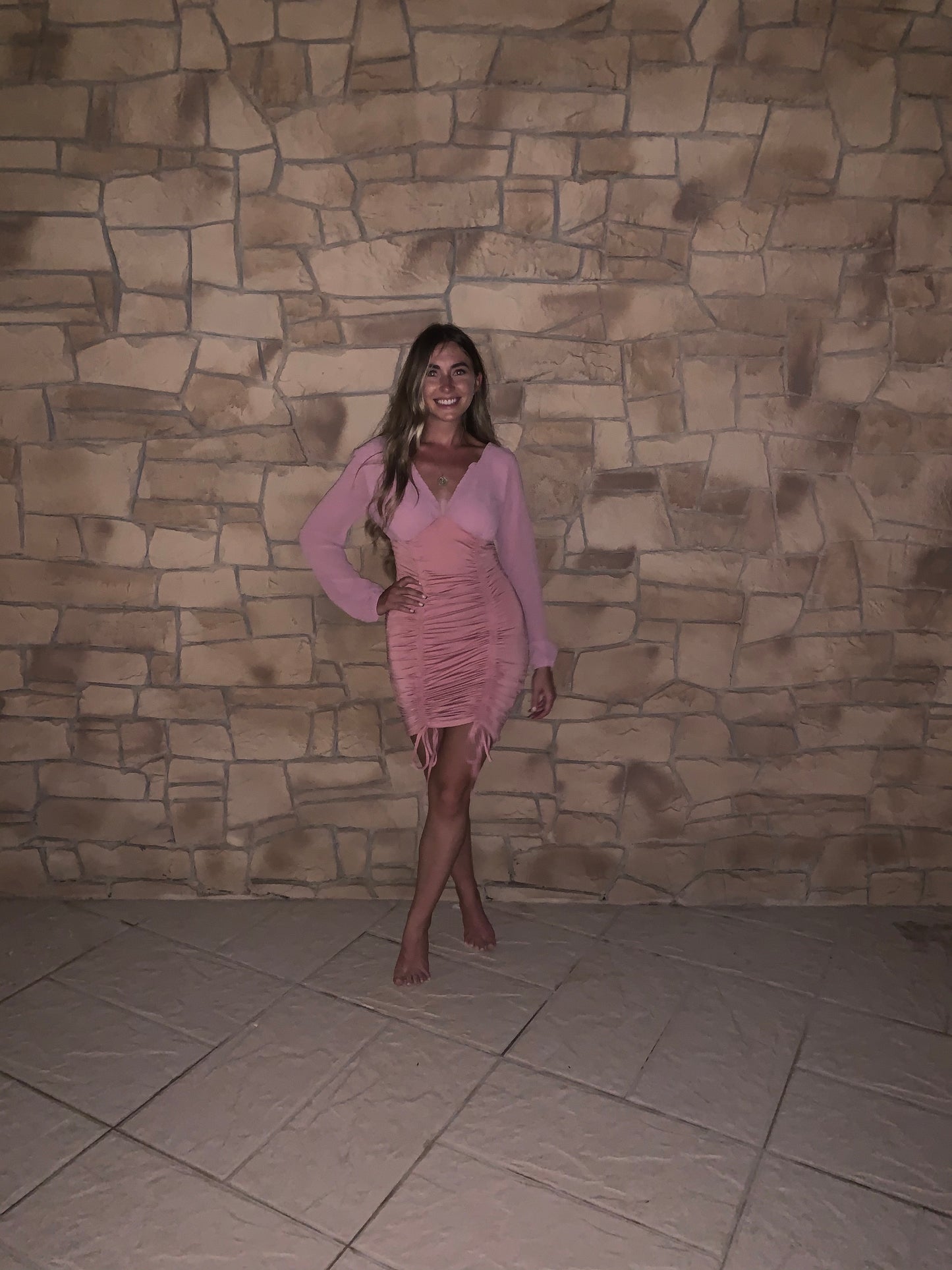 Long Sleeve Bodycon Dress in Pink