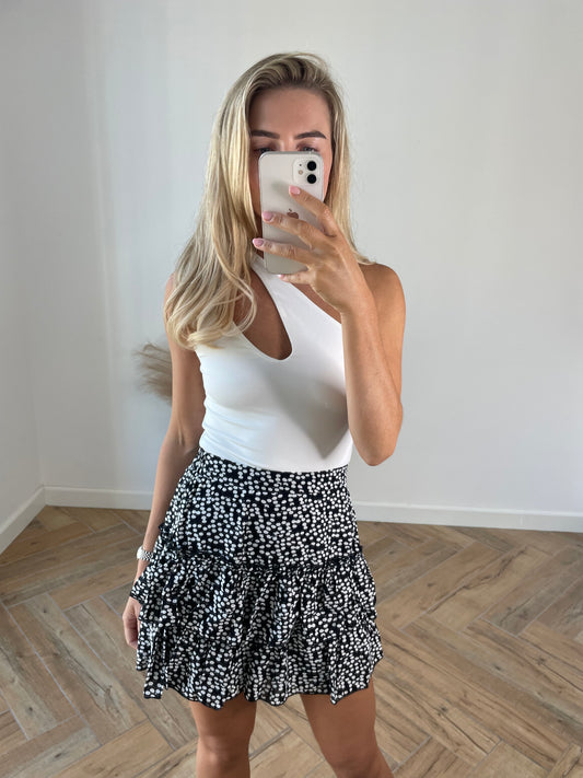 Polka Frill Mini Skirt in Black & White