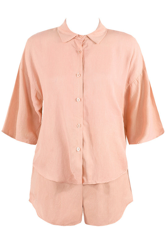 Linen Two Piece Shorts & Shirt Set